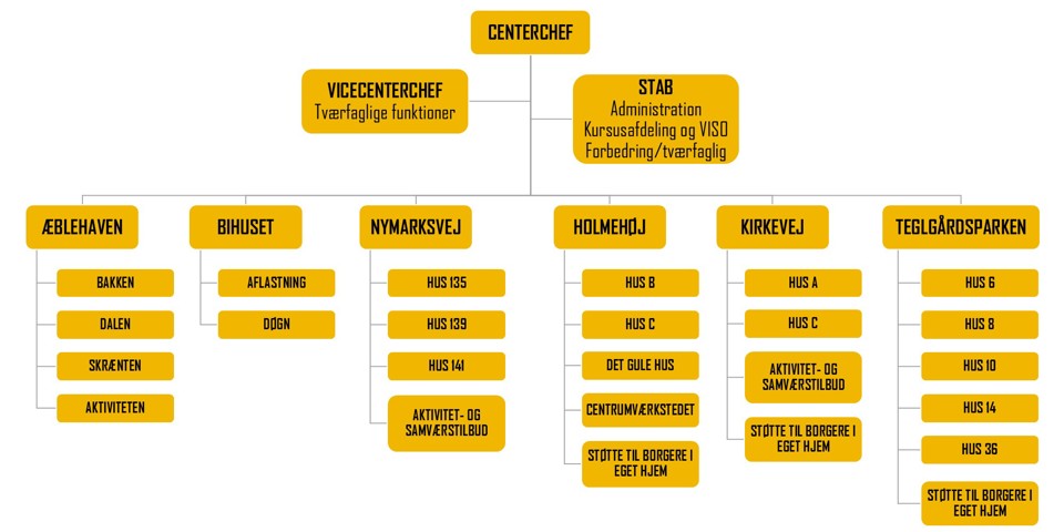 Organisationsdiagram for Autismecenter Syddanmark